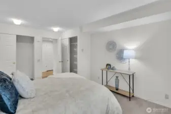 Bedroom boasts 2 closets and recessed space for dressers, etc.