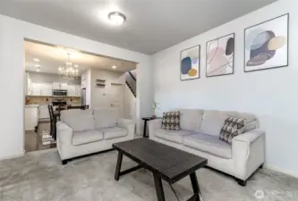 Living Room Looking into Dining and kitchen