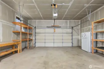 2-car garage with built-in storage.