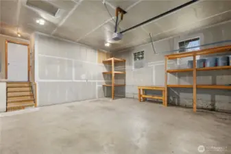 Huge garage with vaulted ceilings