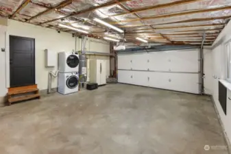 Two car garage with laundry