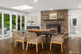 Large dining space great for gatherings and conversations.