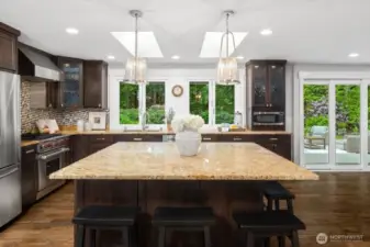 The coveted Chef's Kitchen with a large kitchen island. Great for gatherings and entertaining!