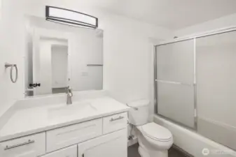 New bathroom vanity and lighting.