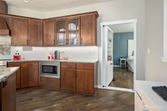 "Secret" door leads to the primary bedroom