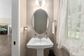 Powder room off entryway