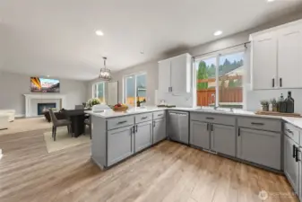 Lovely view of the kitchen and how it overlooks the family room