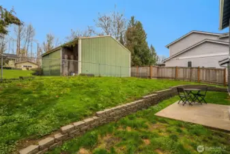 Partially fenced backyard