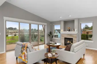 Living area with gas fireplace