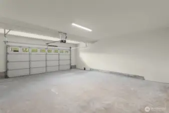 Oversized two-car garage—plenty of space for parking, gear, and storage.
