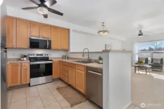 Ideal kitchen layout for cooking and entertaining. Brand new oven, refrigerator and microwave - Never Used!!! Dishwasher was installed in March 2025.