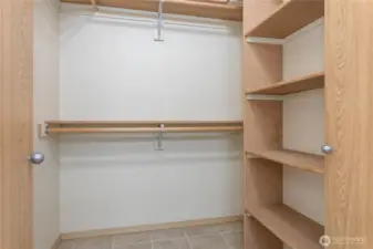 Spacious walk-in closet just off the bedroom