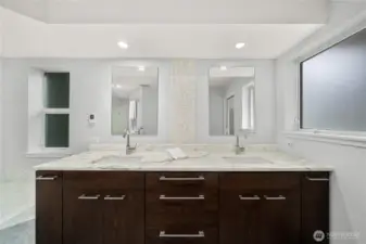 Custom built dual vanity.