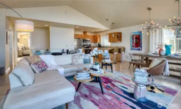 This open concept living space is very comfortable and the home is being sold furnished!