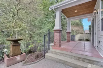 Patios galore out back, covered and uncovered, love the included water feature and territorial views!