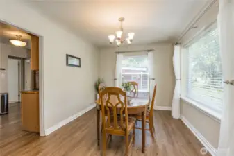 Dining room with updated flooring