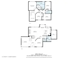 First and second floor plan. SF is an approximate and not guaranteed.