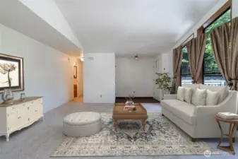 Virtually Staged living room upstairs