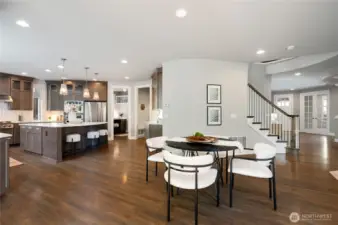 Chef's dream kitchen with a huge center island, wrap around counter spaces and cabinetry. One of the biggest kitchens you will ever see!