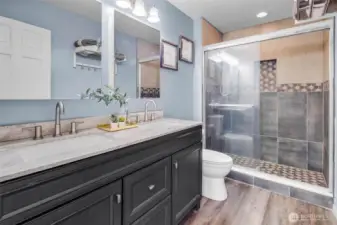 Updated Main Bath with Tiled Shower