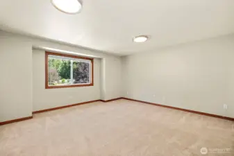 Upper floor flex space for TV room, playroom, bonus, workout, or another bedroom. This room does have a double closet and is huge!