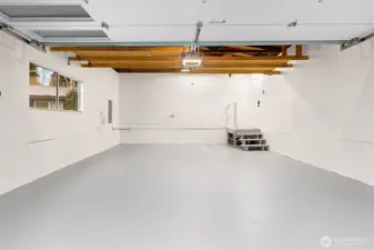 Freshly painted garage floor and walls.