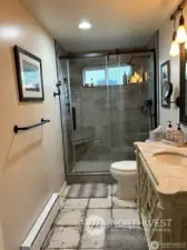 New walk-in shower located on the main level