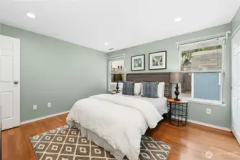 The primary suite is spacious and has an A/C unit (included in the sale).