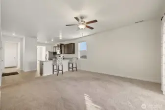 Virtually staged primary bedroom.