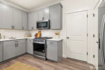 Kitchen with pantry and direct garage entry
