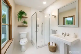 Ensuite bath upstairs- virtually staged