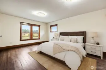 Primary bedroom with ensuite bath- virtually staged