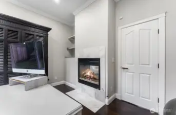 Office includes a gas fireplace