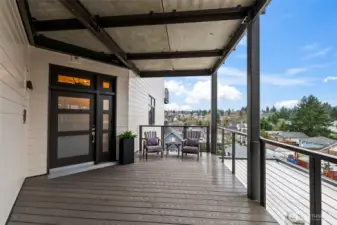 Private entrance and outside deck