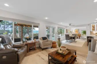 The Great Room with access to the deck, Dining room and Kitchen with Spectacular Views