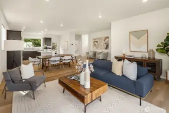 Living area in great room - oversized and spacious.