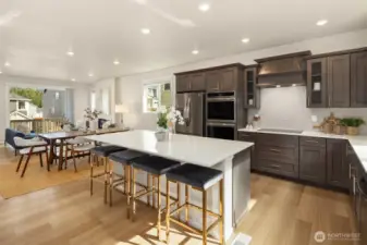 Chef's kitchen perfect for entertaining. Double walls oven, induction cooktop, stainless appliances, custom cabinets and more.