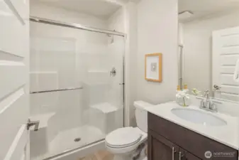 4th bathroom on lower with large shower.