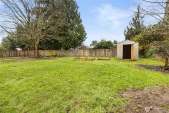 The shed is great for yard and lawn tools and equipment.