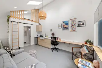 Super modern vibe in this vibrant space - has been used as home office, guest space and Airbnb.