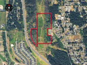 Overhead view with approximate boundaries in red.