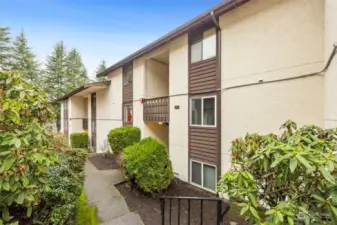 Entrance to the unit is to the right, up 7 stairs to the landing.