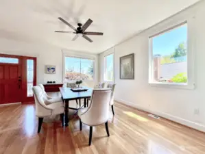 Dining space flooded with natural light