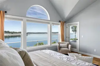 Easy access to the back deck from the primary. Take in that view of Ketron, Olympic Mountains and the Puget Sound.