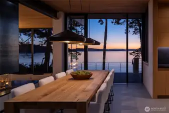 Masterfully designed formal dining area with custom table