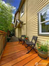 Patio area next to entry door