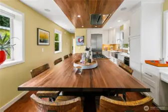 Expansive walnut butcher block island