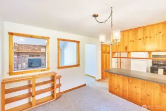 A perfect spot to gather for meals, with pretty wood details that bring the whole space together.