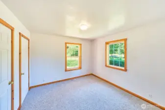Bedroom #1 has double closet and faces west.
