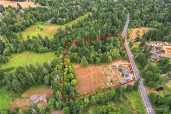 Drone view of property